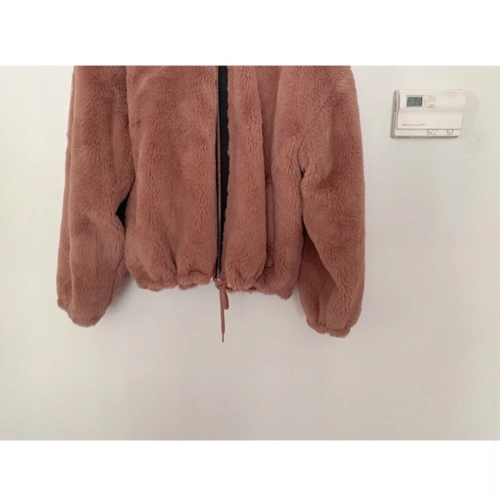 Lucky Brand Faux Fur Hooded Bomber Jacket Coat Size XL - Picture 3 of 11